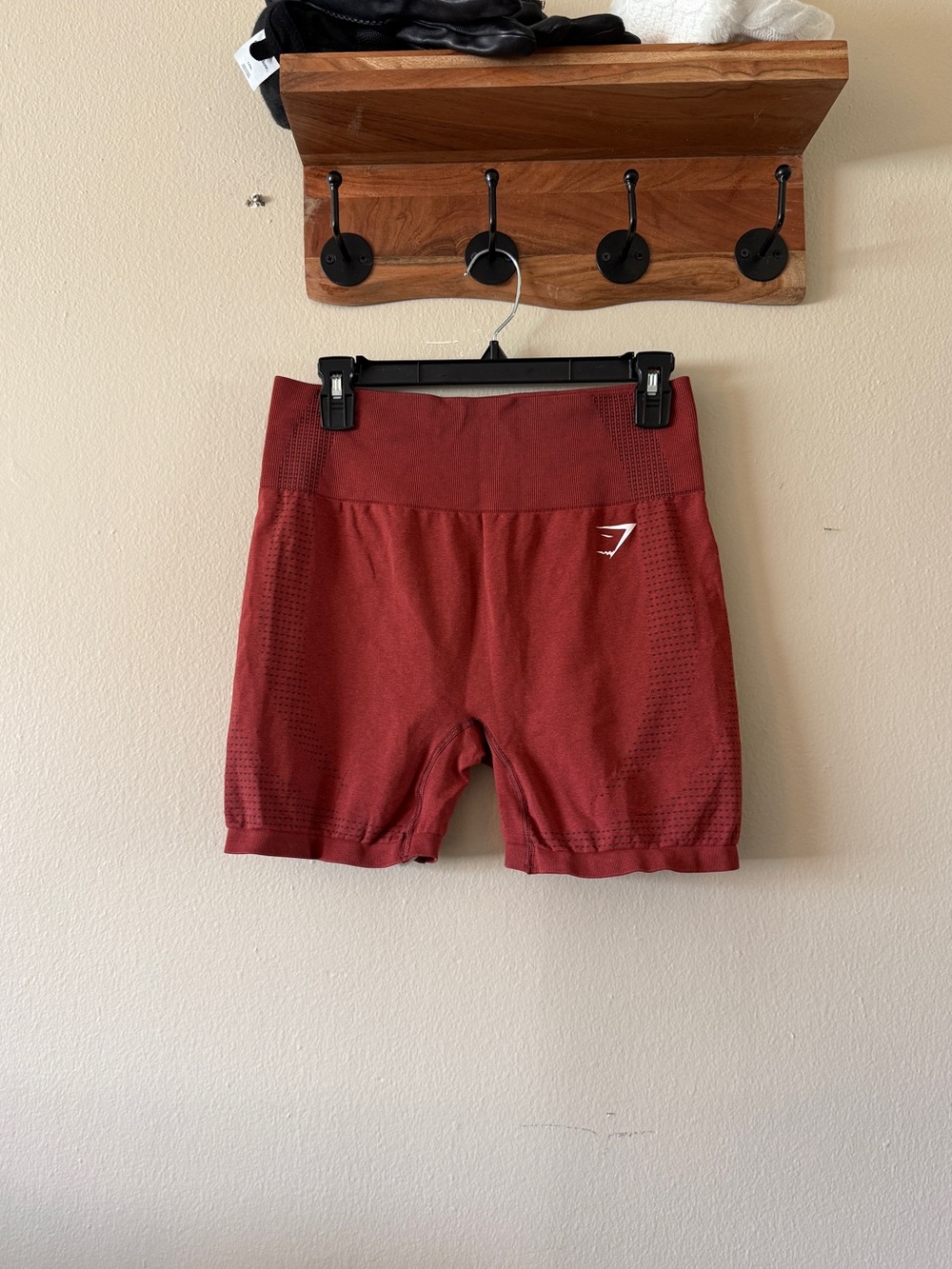 Gymshark Brick Red Marl High Waisted Seamless Biker Shorts size L Activewear